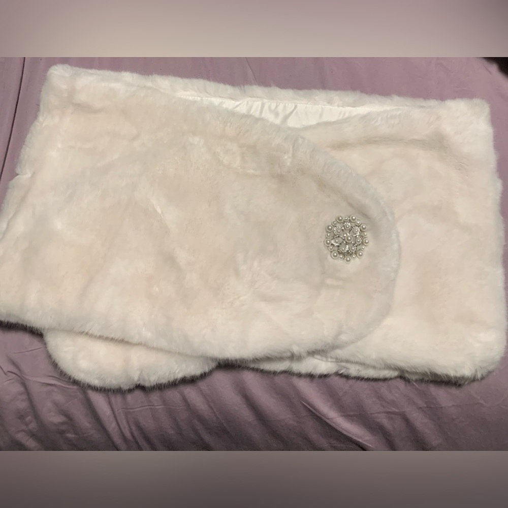 White-off white faux fur shall